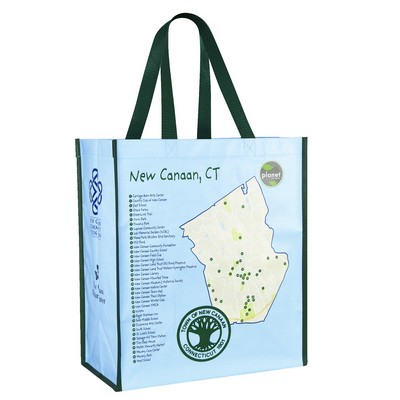 Custom Full-Color Laminated Woven Promotional Tote Bag 13"x15"x8