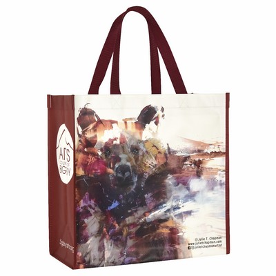 Custom Full-Color 145g Laminated Woven PP Tote Bag 14.3"x14.3"x7"