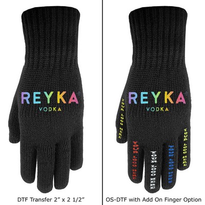 Deluxe Knit Text Gloves with Grip Palm with Oversized DTF