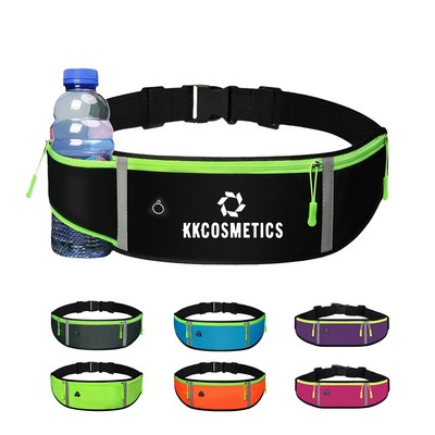 Waterproof Reflective Belt Fanny Pack w/Bottle Holder