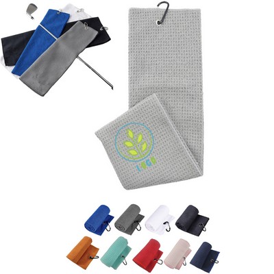 Full Color Golf Waffle Towel With Clip