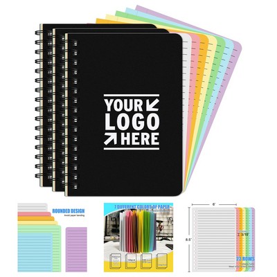 6" x 8.5" Colored Lined College Ruled Spiral Notebook, 105 Sheets, 210 Pages