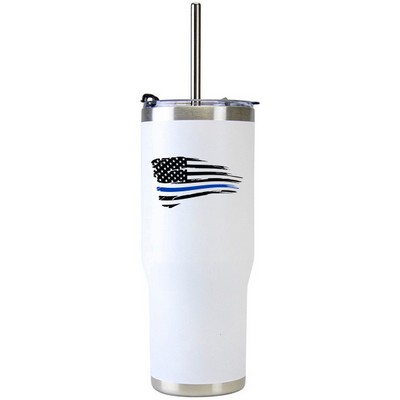 30 Oz. Stainless Double Wall Vacuum Insulated Travel Mug powder coated white