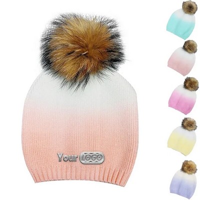 Color Gradient Dip-Dyed Knitted Beanie