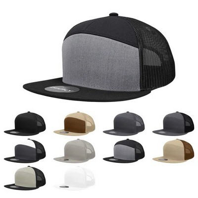 Decky Seven Panel Structured Cotton Blend Trucker Cap