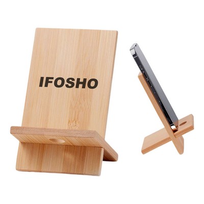 Desktop Bamboo Cell Phone Stand Holder with Charging Hole