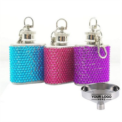 1 oz Glitter Hip Flask Keychain – Compact & Sparkling Accessory