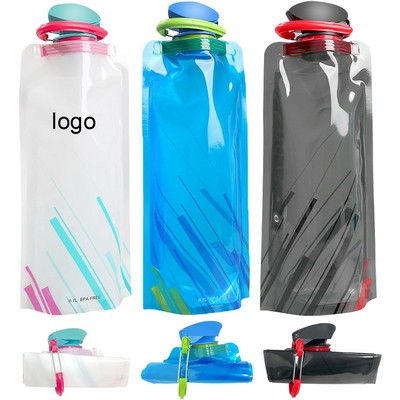 Collapsible Wide Mouth Water Bottle with Detachable Carabiner