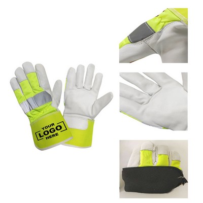 High-Visibility Suede Leather Work Gloves