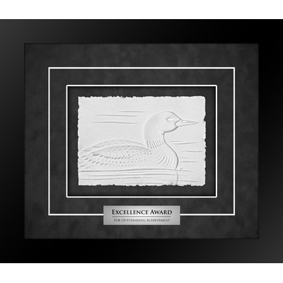 Loon (Black/Black) - Cast Paper Sculptured Art - Shadowbox Award 13"x15"