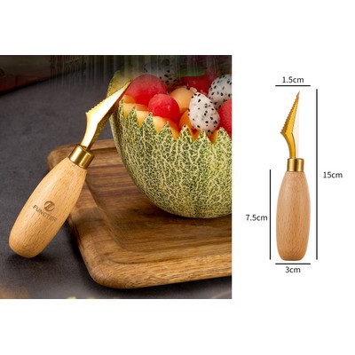 Gold 304 Stainless Steel Fruit Carving Knife Carving Cutter With Wood Handle