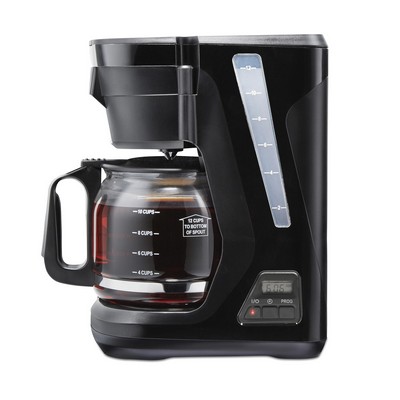 Proctor Silex Frontfill Compact 12 Cup Programmable Coffee Maker, Glass Carafe, Black, 43685Ps