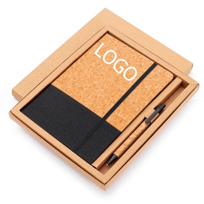 Eco-Friendly Natural Cork Notebook & Click Action Ballpoint Pen Gift Set