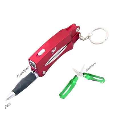 Folded Scissors Pen With Flashlight