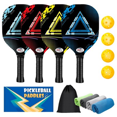 Wooden Pickleball Set w/ Coolmax Towel & Color Box