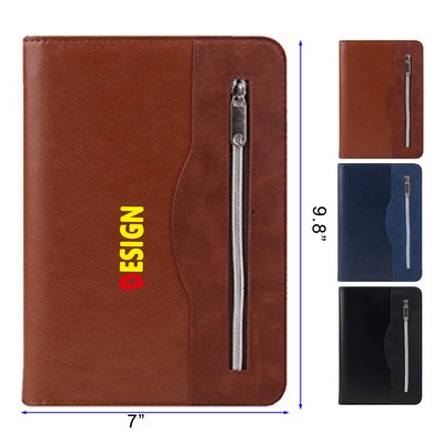 Executive Conference Folder A5 Zipped Portfolio Binder Faux Leather Padfolio Binder