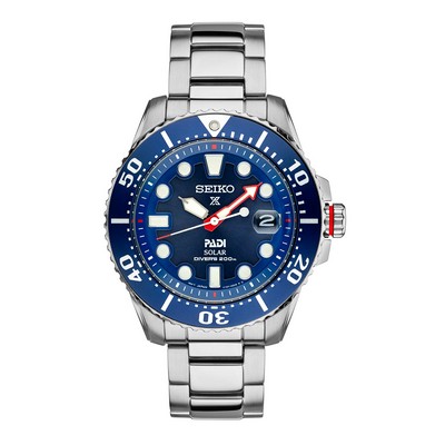 Seiko Mens Prospex PADI Special Edition Solar Diver SS Watch, Blue Dial