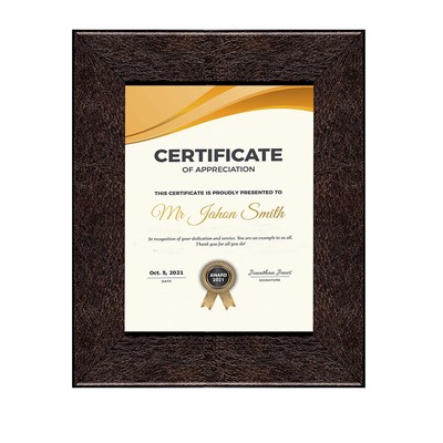 Buckingham Leather 8½" x 11" Certificate Frame- 2" wide border