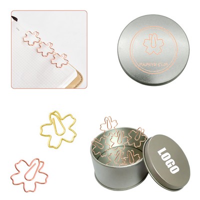 Flower Shaped Paper Clips in Tin Box