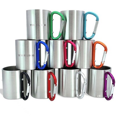 Double Walled Mug with Carabiner Handle - 10 Oz