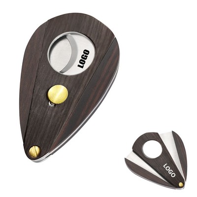 Wooden Panel and Steel Water Drop Cigar Cutter