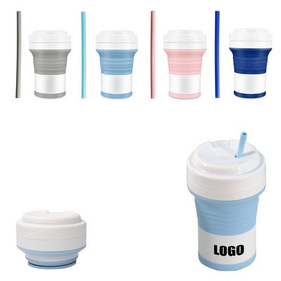 550ml Collapsible Cup with Straw and Heat Resistant Sip Lid