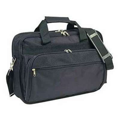 Deluxe Polyester Briefcase w/Multiple Zipper Pockets