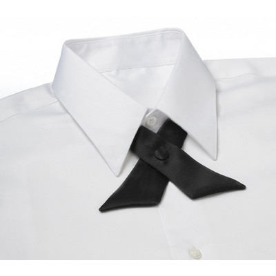 Black Polyester Satin Crossover Tie