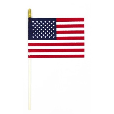 No-Fray Poly-Cotton Stick Flag with Gold Spear Tip (8"x12")