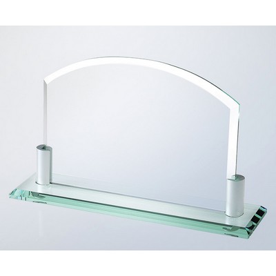 Horizontal Jade Glass Arch w/Aluminum Holders and Beveled Base (10-1/2"x6-5/8")