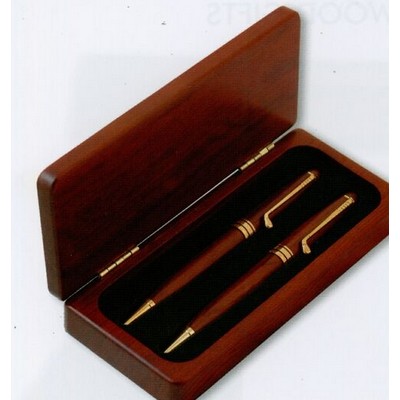 Rosewood Finish Pen Case w/2 Pens