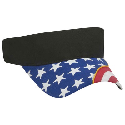 OTTO United States Flag Pattern w/ Yellow Piping Visor Ultra Fine Brushed Cotton Twill Sun Visor