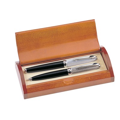 Distinct Silver Ball Pen and Roller Ball Pen Set