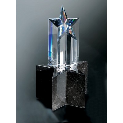 Fine Optical Crystal Star Stream Award w/ Marble Base