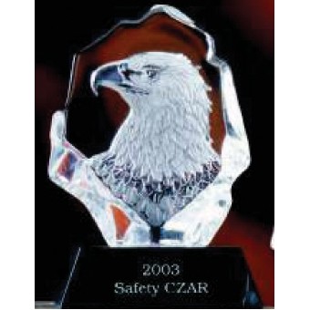 6.5" Glacier Hand Blown Glass American Eagle Bust Award