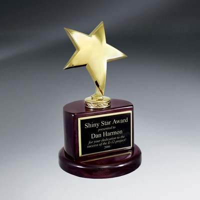 Gold Star Trophy on Rosewood Piano Finish Base