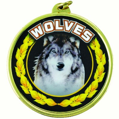 2¼" TM Series Academic Medal w/Wolves Mascot Mylar Insert