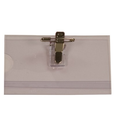 Name Badge Holder -Convention With Bulldog Clip & Pin