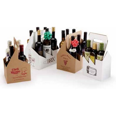 Natural Kraft Corrugated 4 Wine/Bottle Carrier (7 1/4"x 7 1/4"x 12")