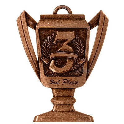 Third Place, Trophy Shaped, Medal - 2-3/4"