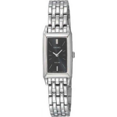 Seiko Solar Ladies Bracelet Watch w/Black Face