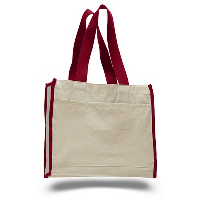 Canvas Bag w/ Contrast Handles & Trim - Blank (14"x12"x5 1/4")