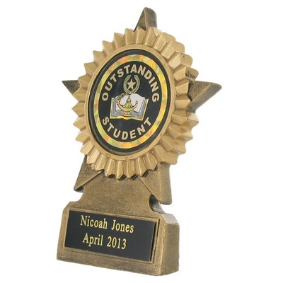 5" Gold Star Resin Academic Trophy w/Engraving Plate