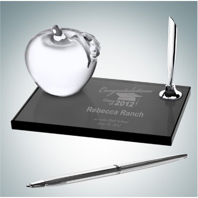 Smoke Glass Pen Set w/Molten Glass Apple