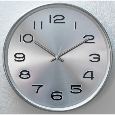 12" Stainless Steel Metal Deluxe Wall Clock w/3D Numbers