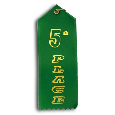 5th Place Standard Stock Ribbon w/Card & String (2"x6")