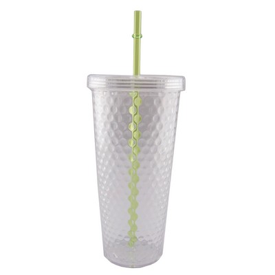 23 Oz. Textured Plastic Cup with Straw