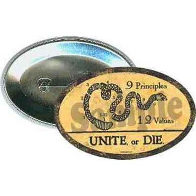 Political - Glenn Beck, Unite or Die - 2 3/4 X 1 3/4 Inch Oval Button