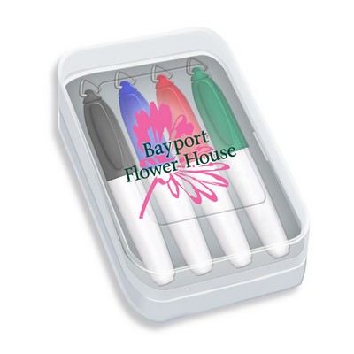 Mini Dry Erase Markers in Clear Plastic Box (4-Pack)