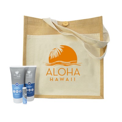 Aloe Up Cotton/Jute Tote Bag with Sport Sunscreen